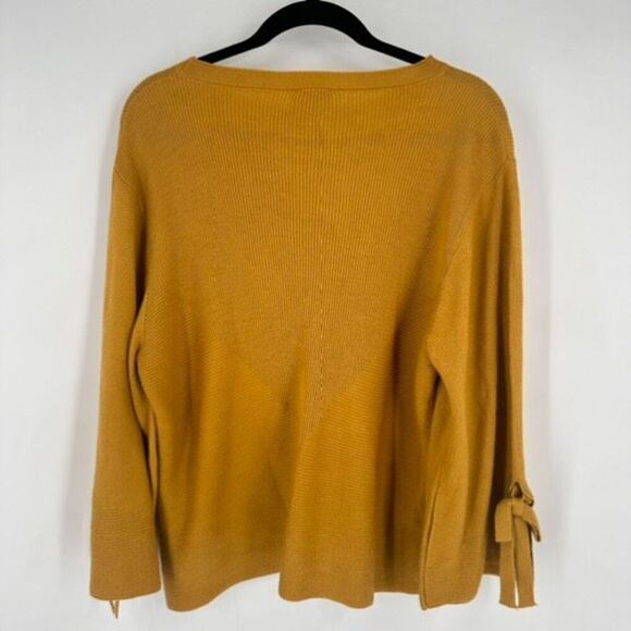 Cliche Women's Knit Wool Ribbed Neck Long Sleeve Pullover Sweater Gold Large - Picture 8 of 10
